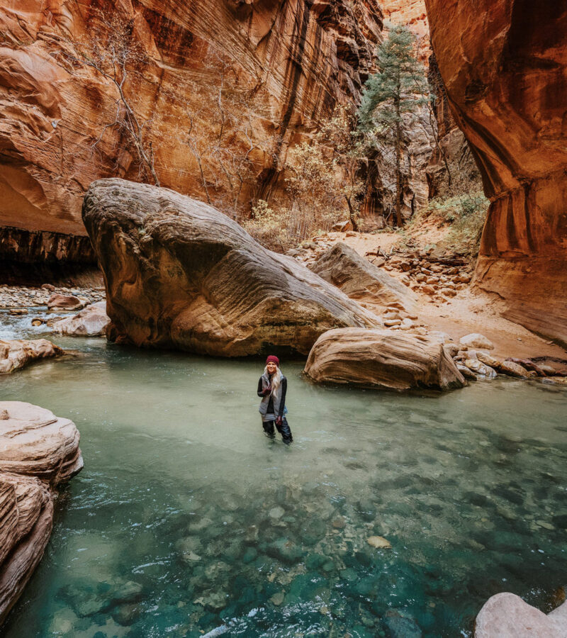 Girl Hiker in Zion Utah The Narrows Hike