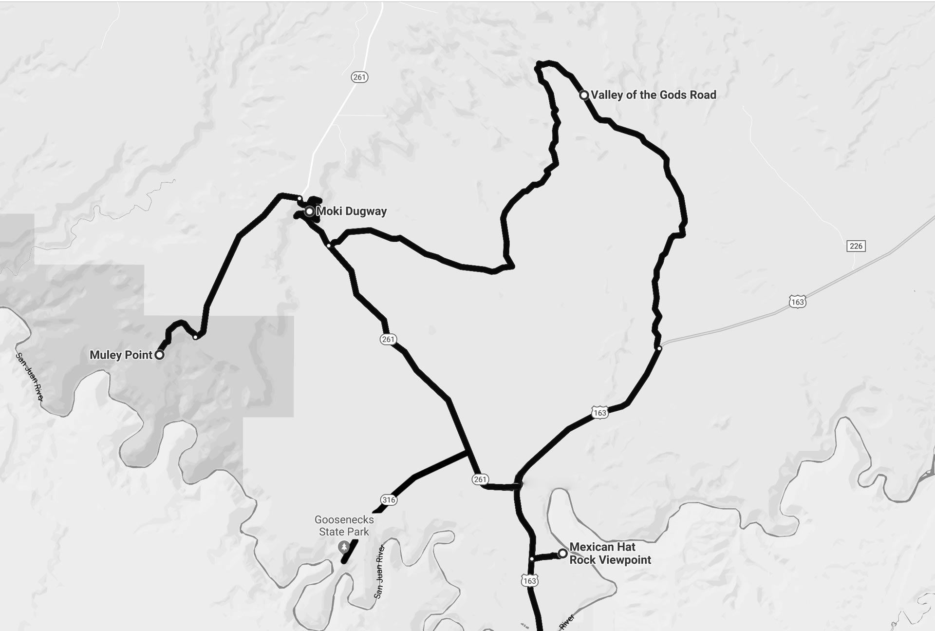 Map for Valley of the Gods