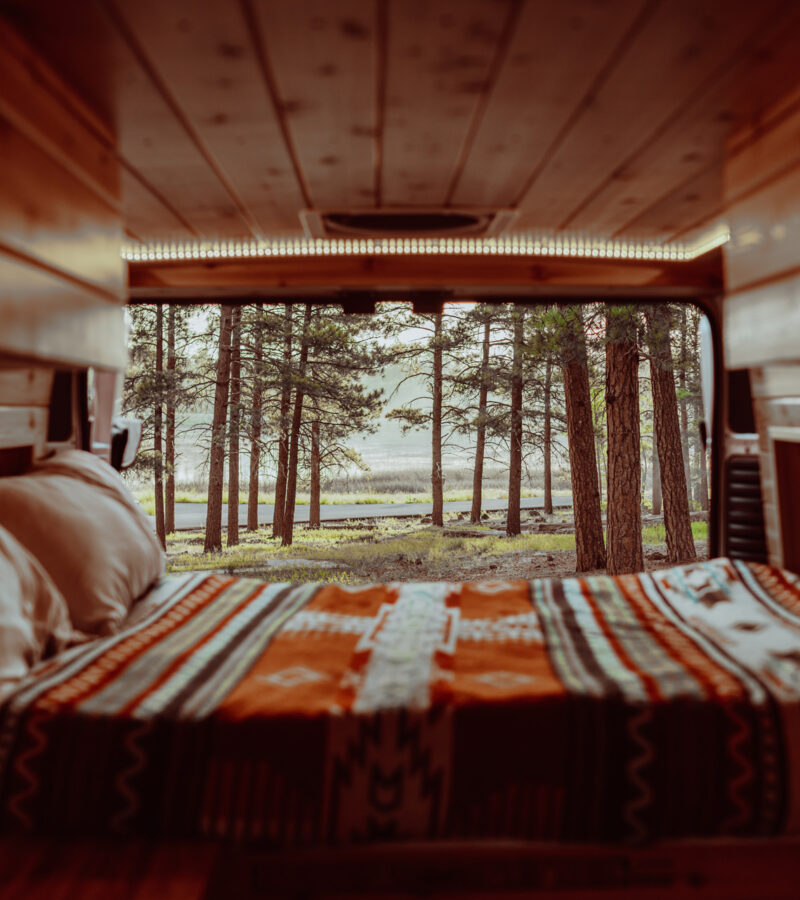 Interior of Boho Camper Van Rental in Arizona