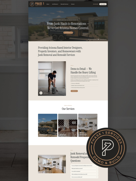 junk removal website design arizona